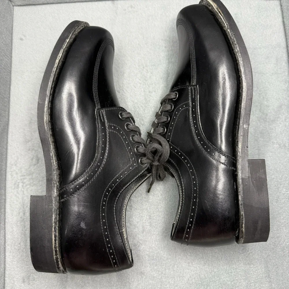Vintage Texas Steer Men's 10.5 EEE Black Leather Oxford Work Shoes Wide